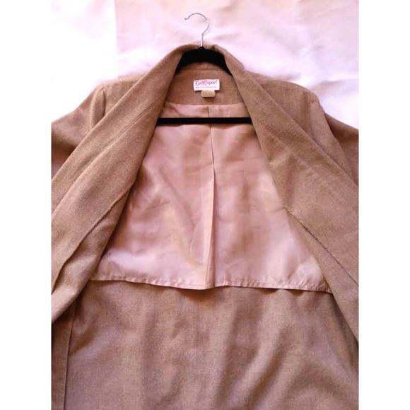 Vintage Graffsport Open Wool Blend Overcoat Tan Small Medium Jacket Vtg - Picture 2 of 9